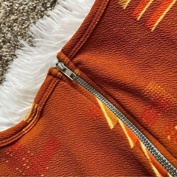 LULAROE Amelia Dress Zip Fit N Flare Triangles Pockets New Burnt Orange Size XS - Picture 7 of 10